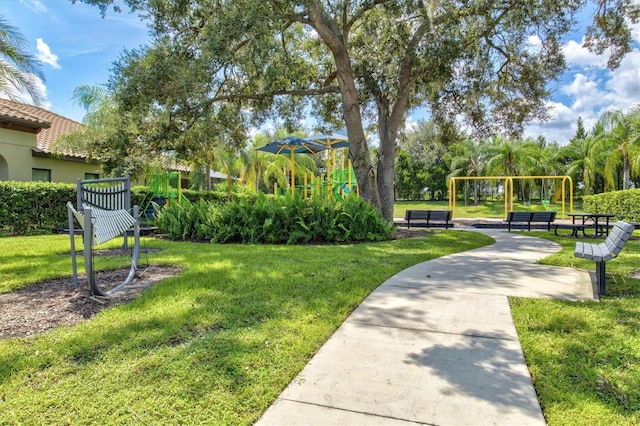 view of yard featuring a playground