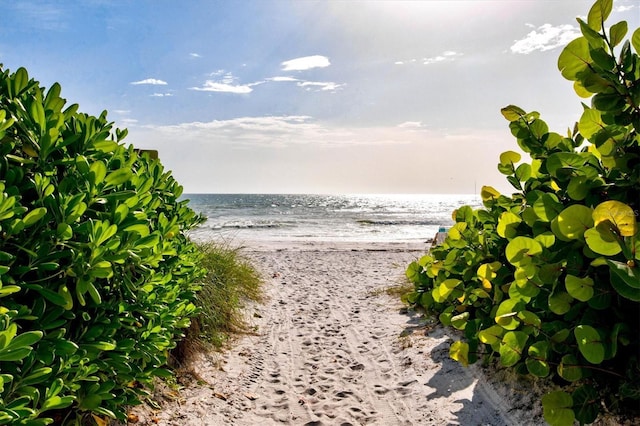 property view of water with a beach view