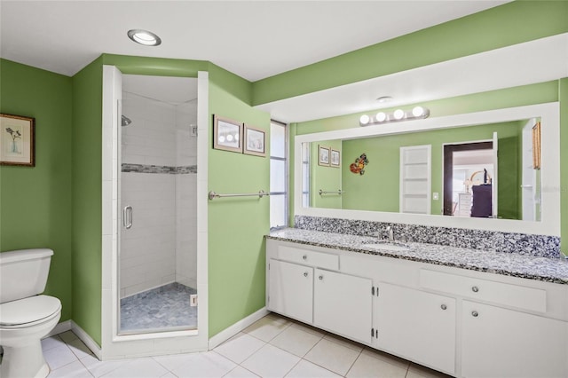 584 Beverly Rd, Venice, FL 34293 - full bathroom with vanity, a stall shower, and tile patterned flooring