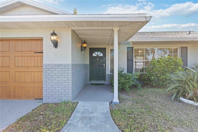 entrance to property with a garage