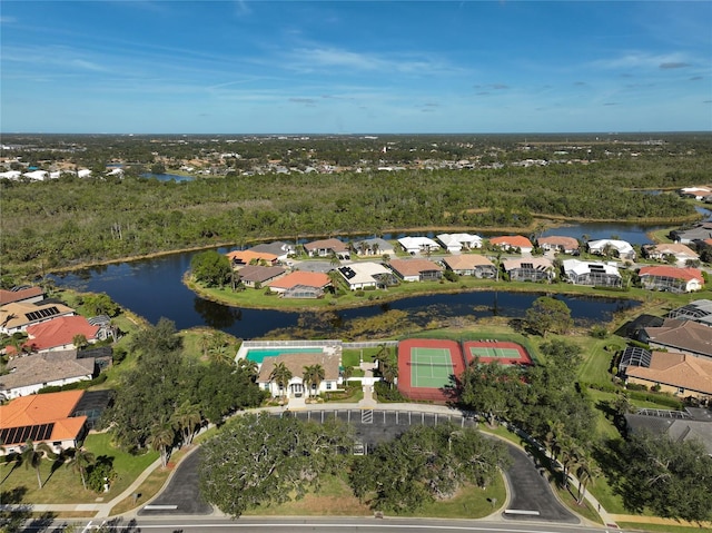 bird's eye view featuring a water view