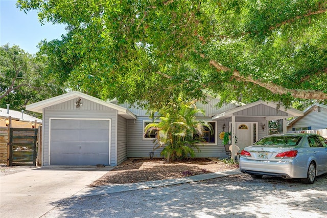 view of front of property with a garage