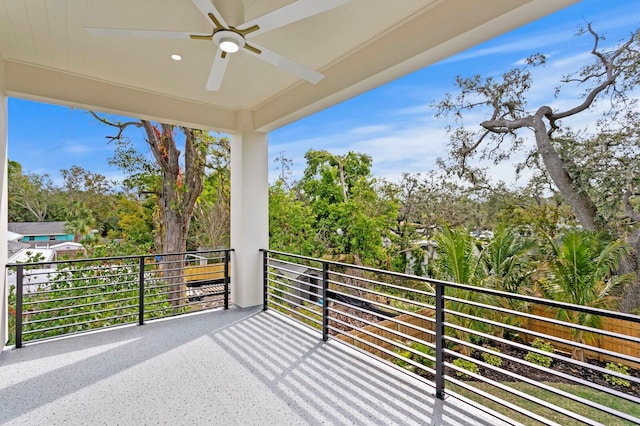 balcony with ceiling fan