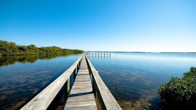 view of dock featuring a water view