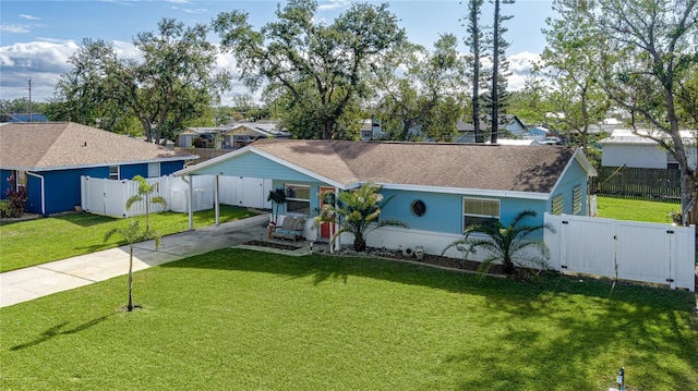 view of front of home featuring a front yard