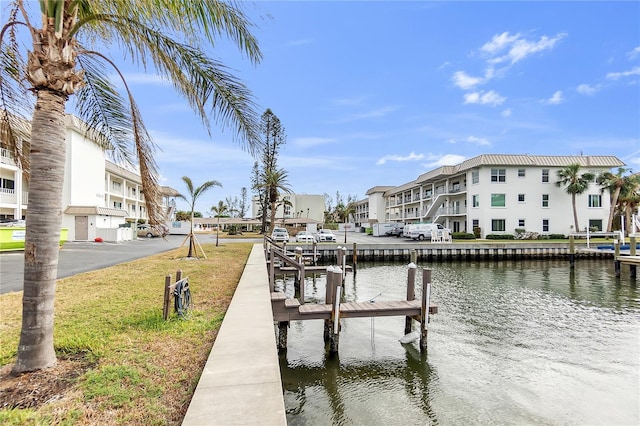 view of dock featuring a water view