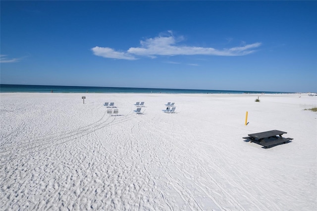 property view of water featuring a view of the beach