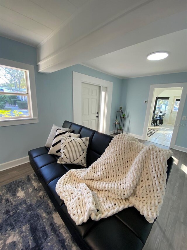 222 27th St W, Bradenton, FL 34205 - living room featuring wood finished floors, healthy amount of natural light, and french doors