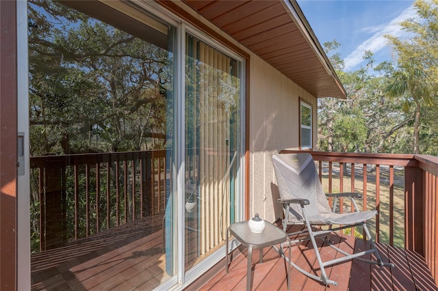 wooden balcony featuring a wooden deck