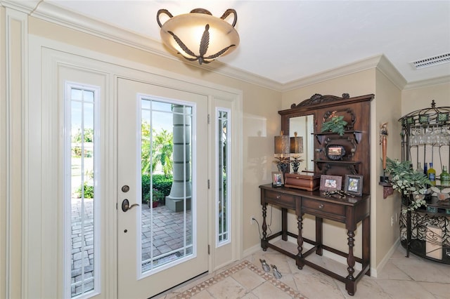 entryway with ornamental molding