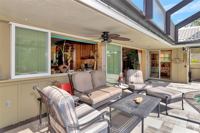 view of patio / terrace featuring outdoor lounge area and ceiling fan