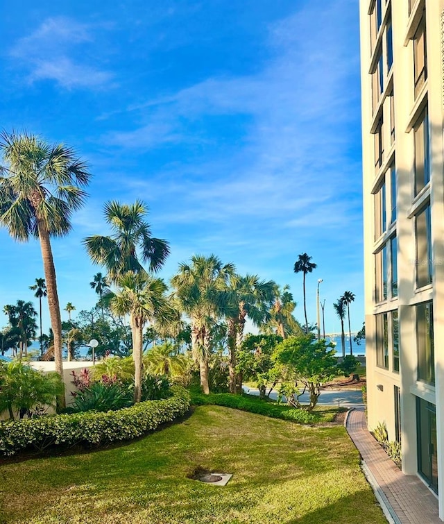 view of home's community featuring a lawn