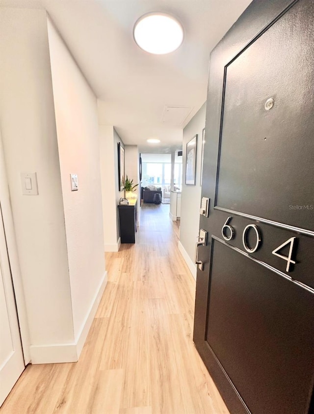 hall featuring light hardwood / wood-style floors