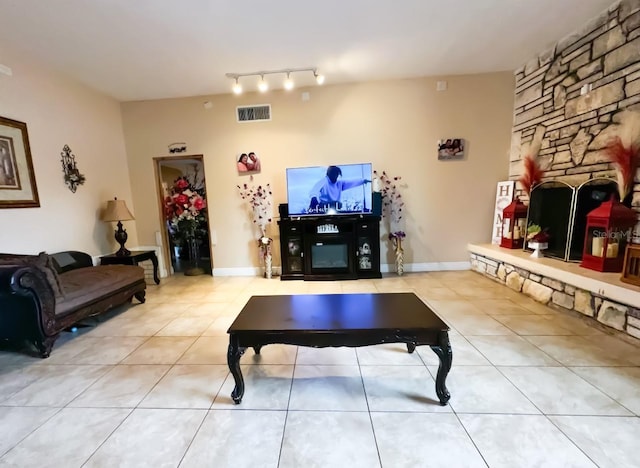 view of tiled living room