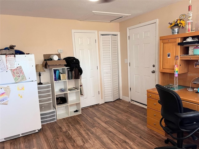 5630 3rd St W, Bradenton, FL 34207 - office area featuring dark wood-style flooring and attic access