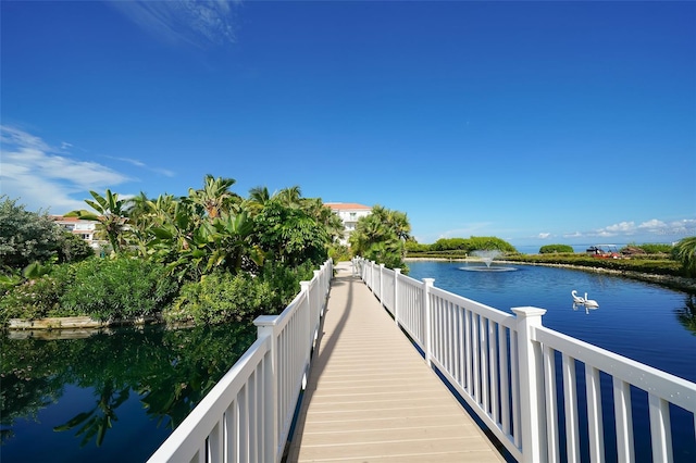 dock area featuring a water view