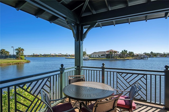 balcony with a water view