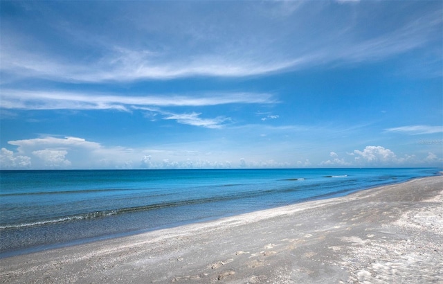 property view of water featuring a beach view