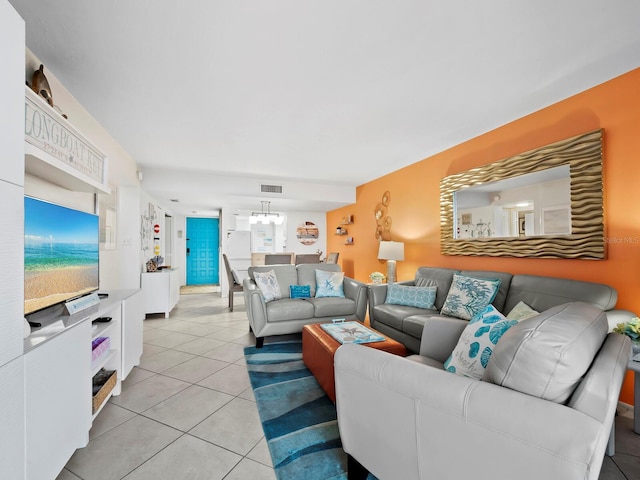 view of tiled living room