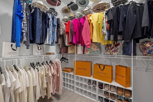 spacious closet featuring hardwood / wood-style floors