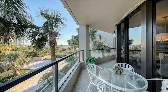 balcony with a water view