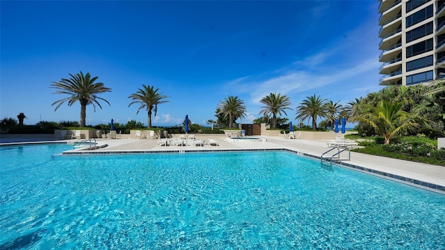 view of pool featuring a patio area