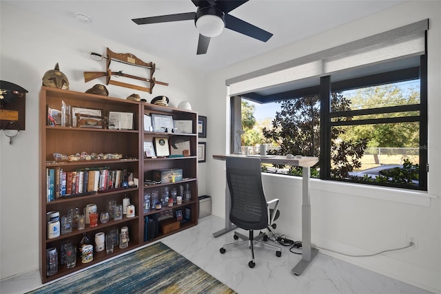 home office featuring ceiling fan