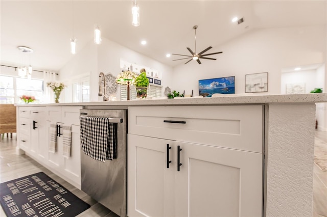 reception area with ceiling fan