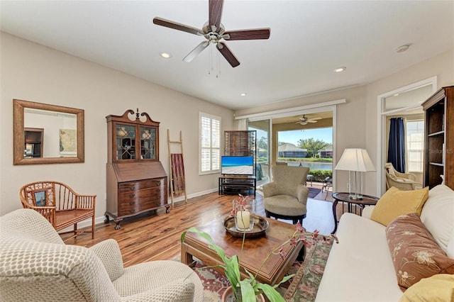 living room featuring light wood-type flooring