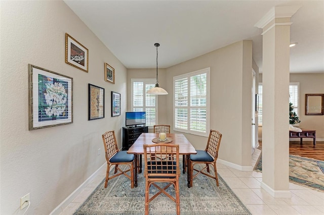 view of tiled dining space