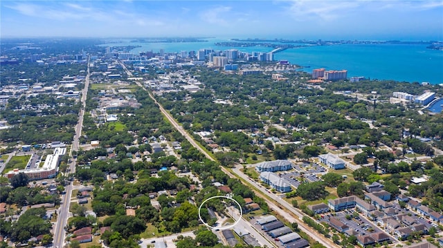 bird's eye view featuring a water view