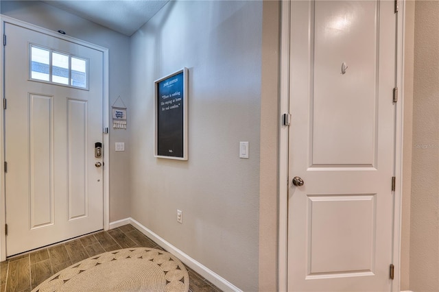 foyer entrance with dark hardwood / wood-style floors