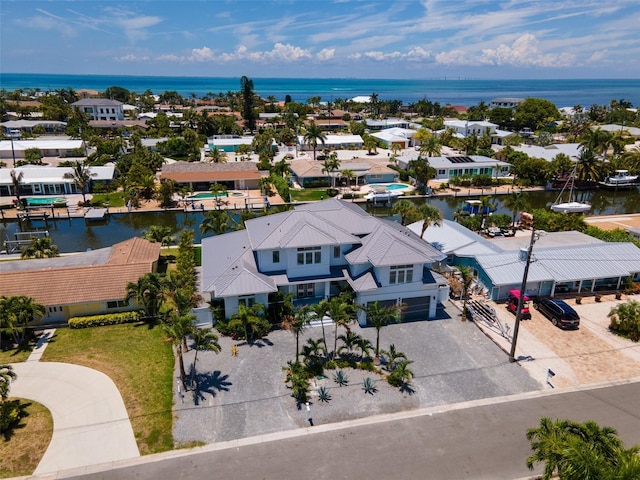 bird's eye view featuring a water view