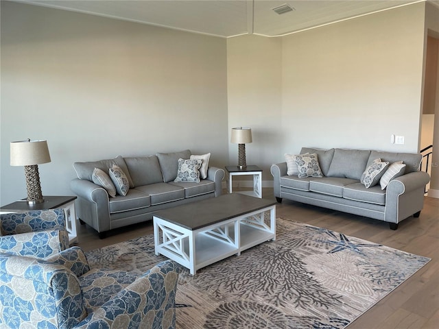 living room featuring wood-type flooring