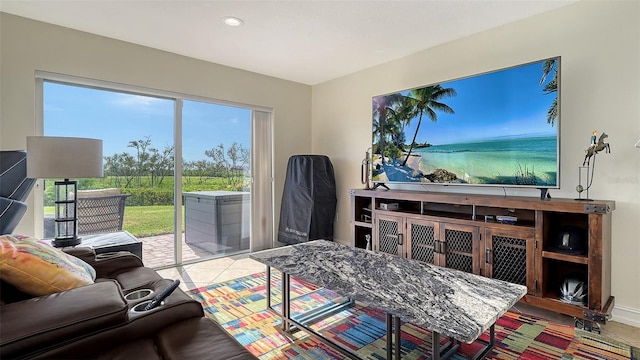 view of tiled living room