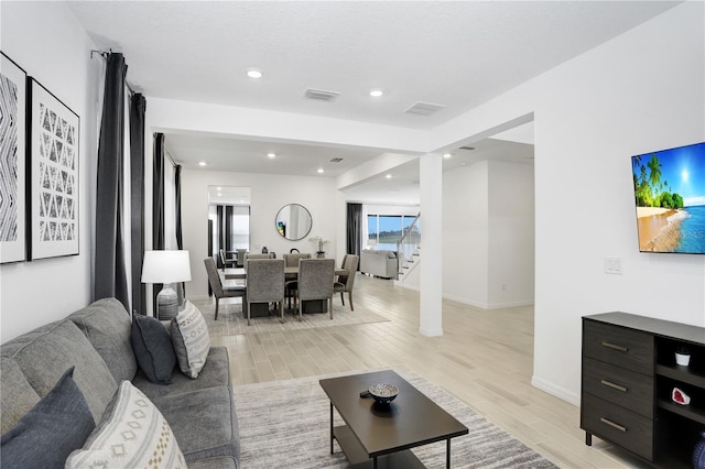 living room featuring light hardwood / wood-style floors