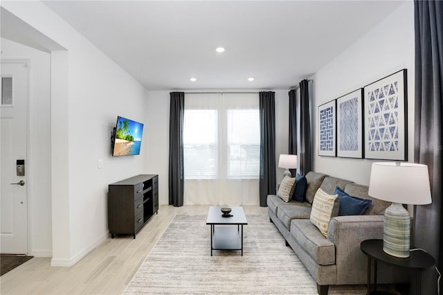 living room featuring light hardwood / wood-style floors