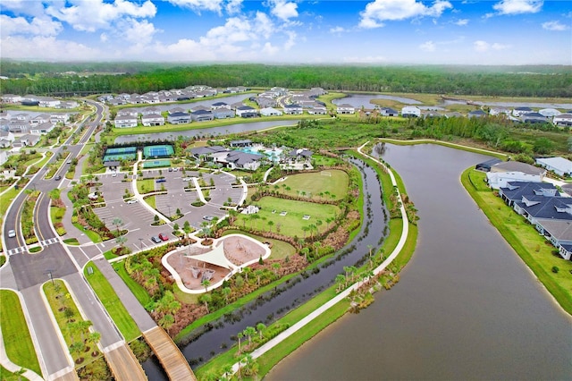 bird's eye view featuring a water view