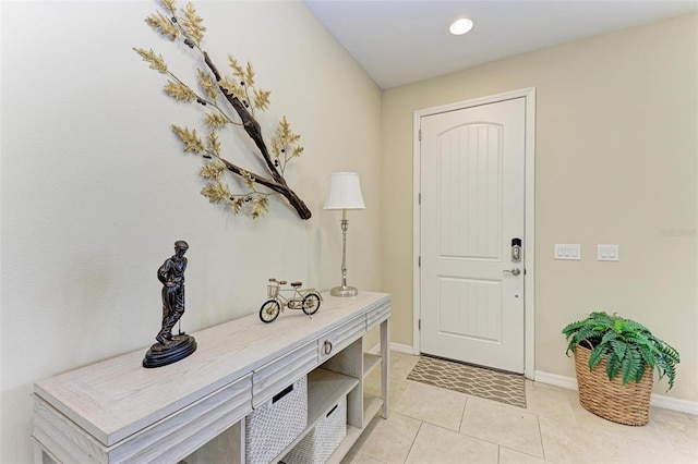 1387 Still River Dr, Venice, FL 34293 - entryway with light tile patterned floors and recessed lighting