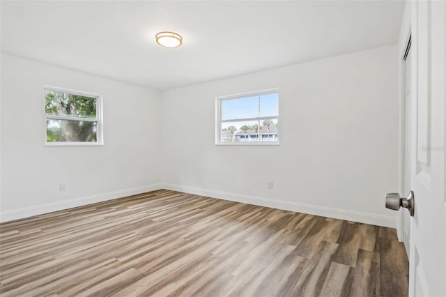 spare room featuring a wealth of natural light and wood-type flooring