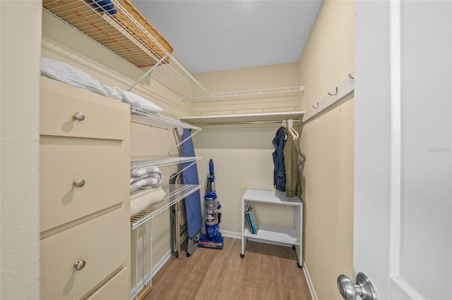 walk in closet featuring hardwood / wood-style flooring