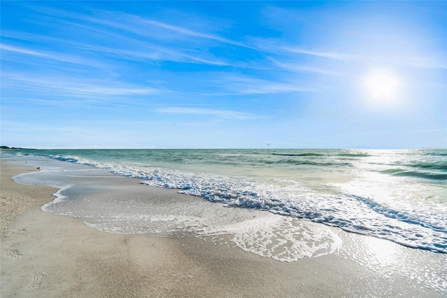 property view of water featuring a view of the beach