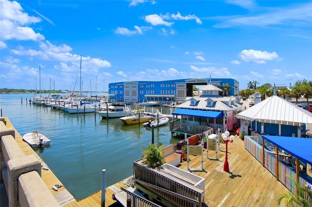 view of dock featuring a water view