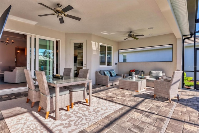 view of patio / terrace with outdoor lounge area and ceiling fan