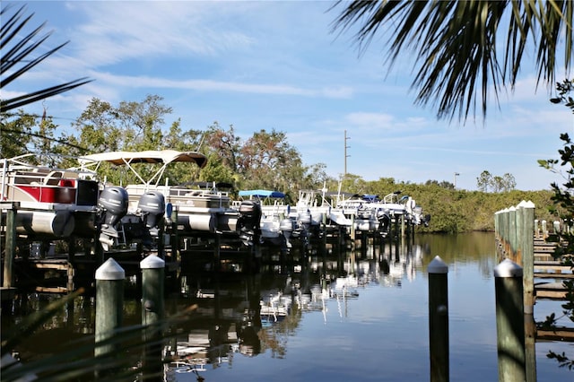 view of dock featuring a water view