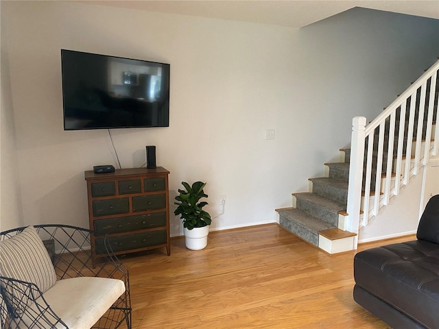 living room with light wood-type flooring