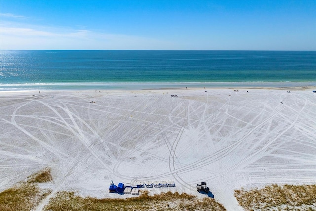 property view of water with a beach view