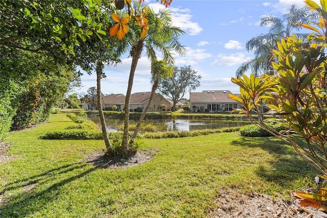 view of yard featuring a water view