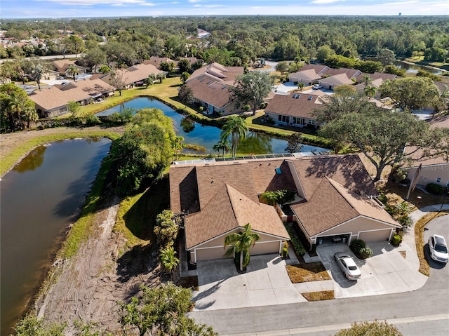 bird's eye view featuring a water view