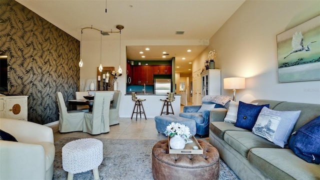 4046 Overture Cir Unit 4046, Bradenton, FL 34209 - living area with light tile patterned floors and recessed lighting